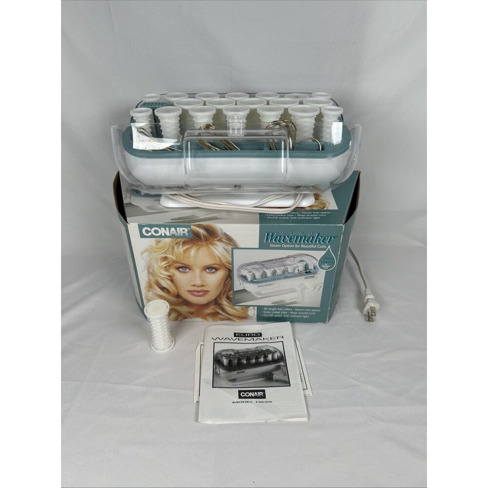 Conair Euro Wavemaker Hairsetter Hot Hair Rollers & Clips Steamer Cup  HS35A
